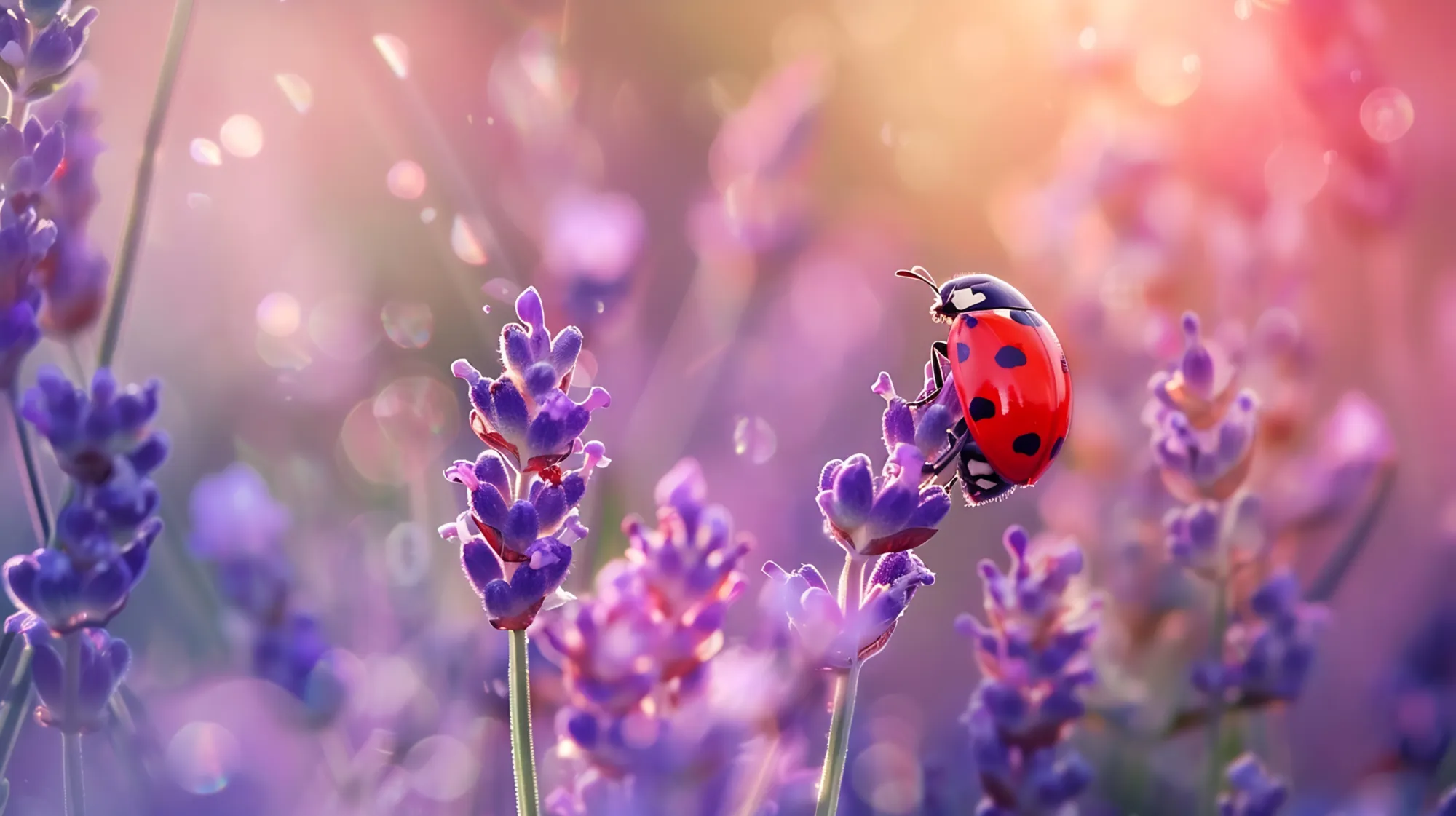 Coccinelle dans un champ de fleurs